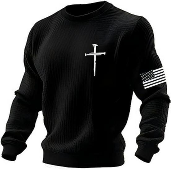 2025 Men's Plaid Embroidery Round Neck Digital Hoodie - New Loose European and American Style