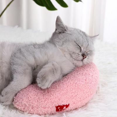 Almofada Pet em Forma de U Almofada de Suporte para Pescoço de Gato Almofada Calma para Gatos Macia e Fofa com Estampas Fofas Almofada Abraçável Meia Rosca para Gatos e Cães Pequenos