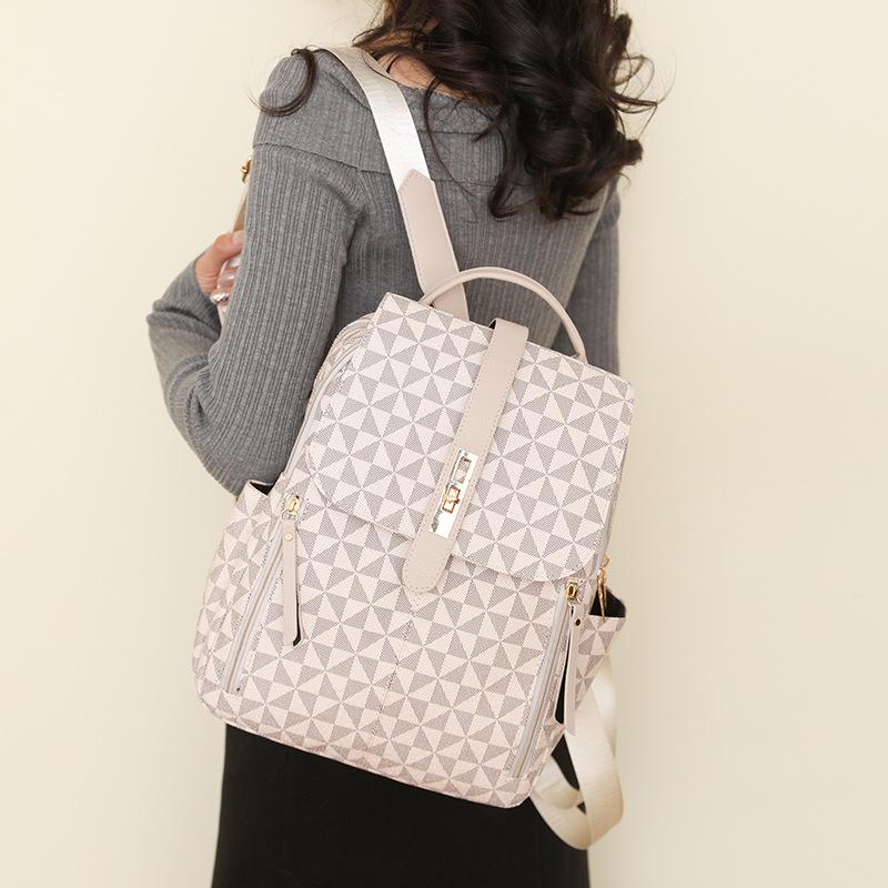 A New Fashionable Backpack for Women with Retro Printed Letters and Large Capacity