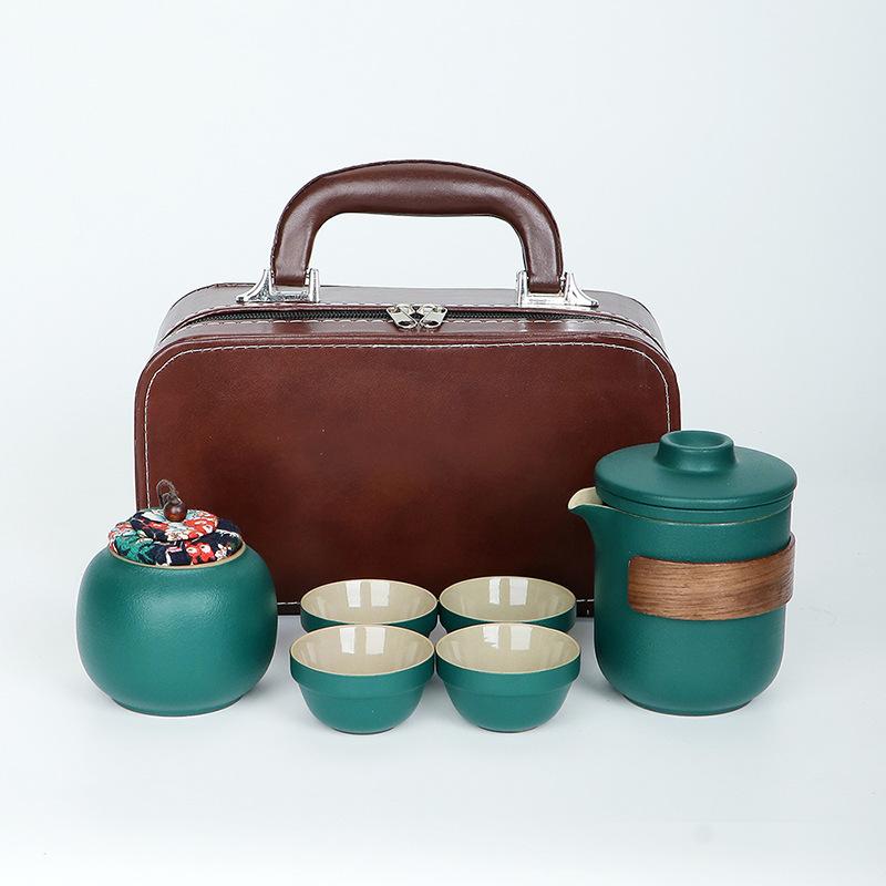 Black Pottery Travel Tea Set Portable Express Cup Outdoor Kung Fu Teacup Japanese-style Teapot Business Gift Set
