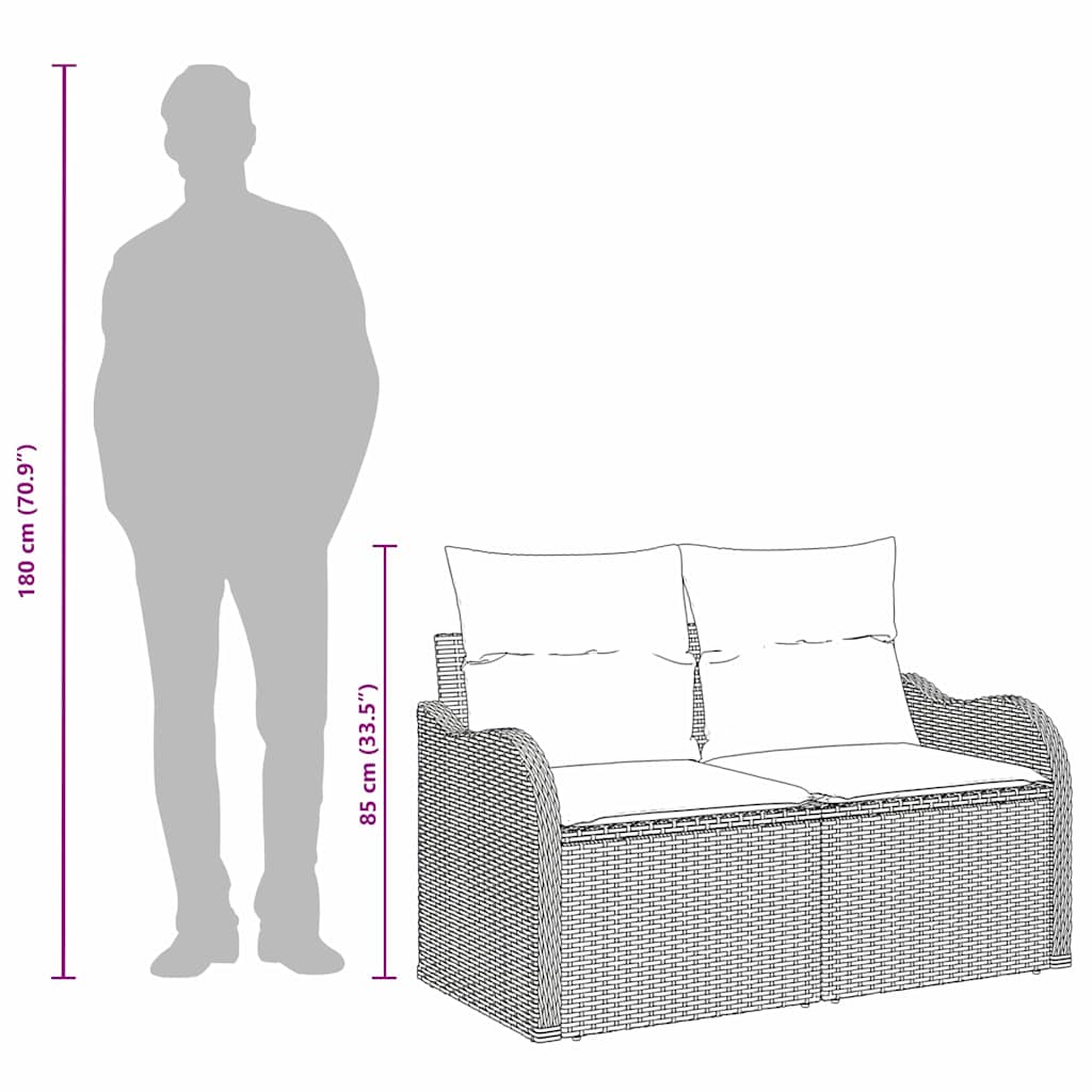 Garden Sofa with Cushions Beige 121 X 62 X 69 Cm Poly Rattan