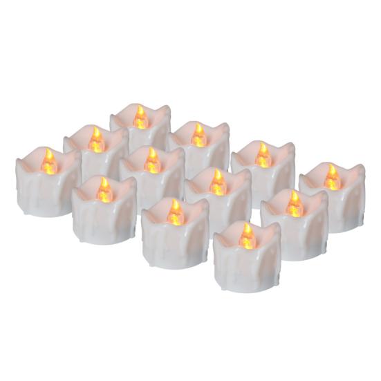 12 Pcs LED Flameless Tea Light Candles Flickering Electric Fake Candles Battery Operated LED Tea Lights with Warm Light