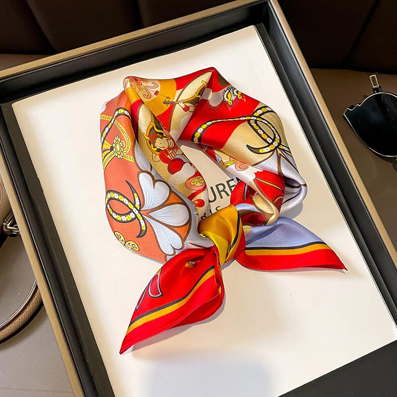 

100% Silk Scarf Women Mulberry Luxury High Spring Square Fashion Foulard Female Neckerchief Shawl Wraps Hijab Bandana Scarves 53x53cm