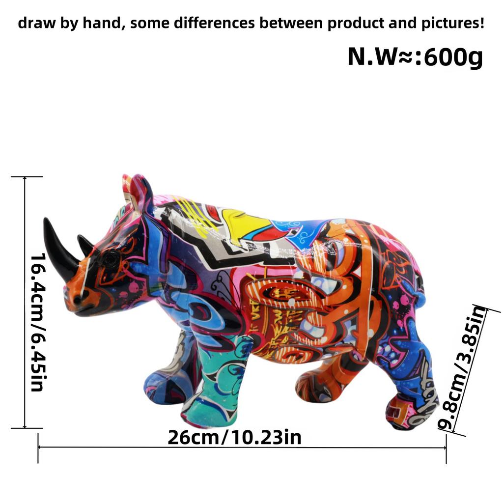 Nordic Creative New Colorful Rhino Ornaments Home Living Room Office Desktop Animal Resin Craft Decoration
