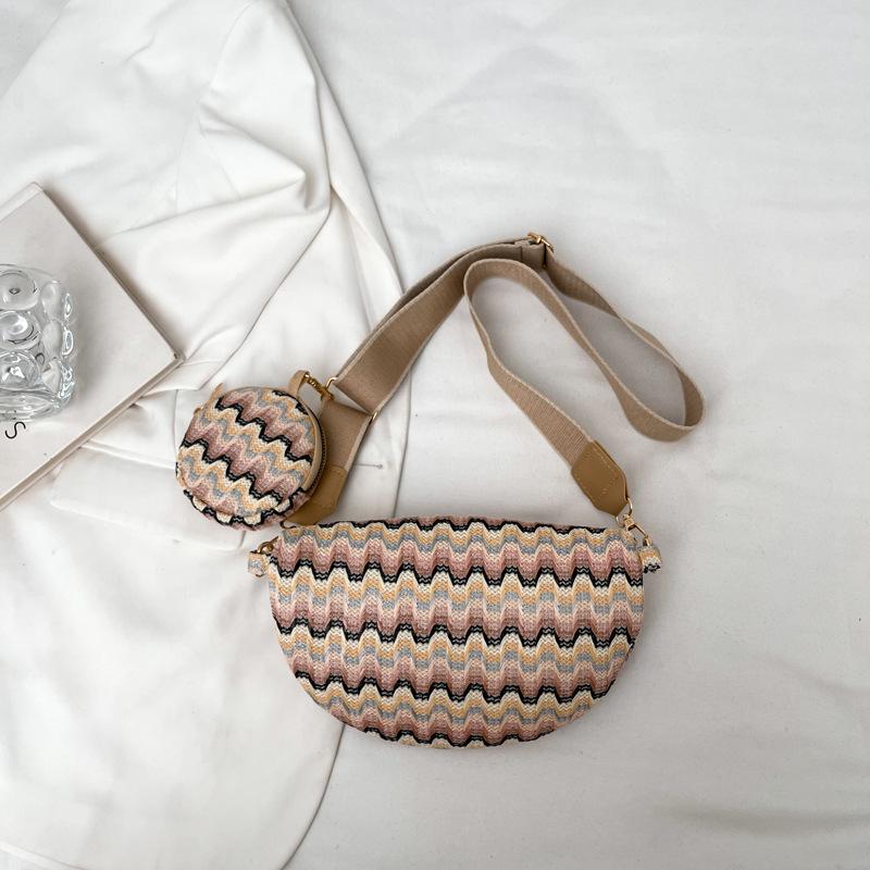 New Trendy Fashionable Mother Child Chest Bag Personalized Stripe Ethnic Style Crossbody Bag High end Simple Versatile Waist Bag