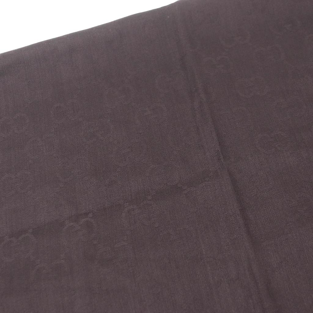 Pristine GUCCI Scarf GG logo jacquard all-over fringe scarf Brown wool mens 165904 Used