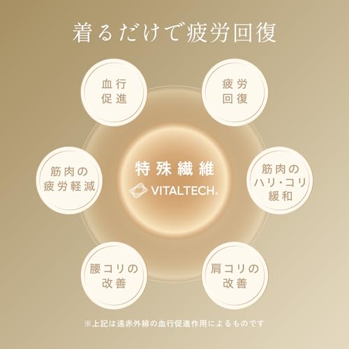 ReFa Vital Tech Moist Rib U-Neck Innerwear (Moist Rib (Long Sleeve), Beige, L)