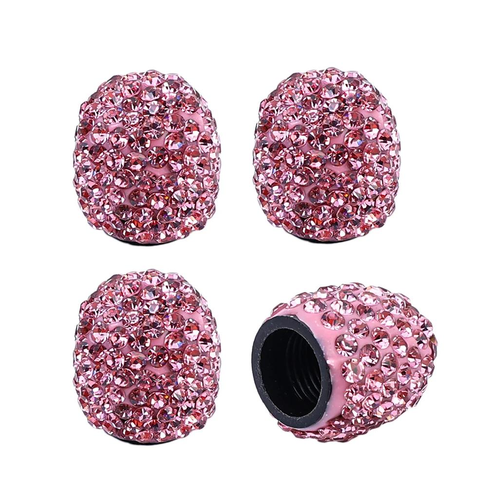 4pcs Water Drill Shiny Tire Valve Caps Valve Core of Tire with Diamond Inlay Wheels Tires & Parts Automobiles Accessories