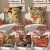 Chinese Style Of Dunhuang Murals Cushion Cover Pillowcase Short Plush Invisible Zipper Room Sofa Cushion Cover