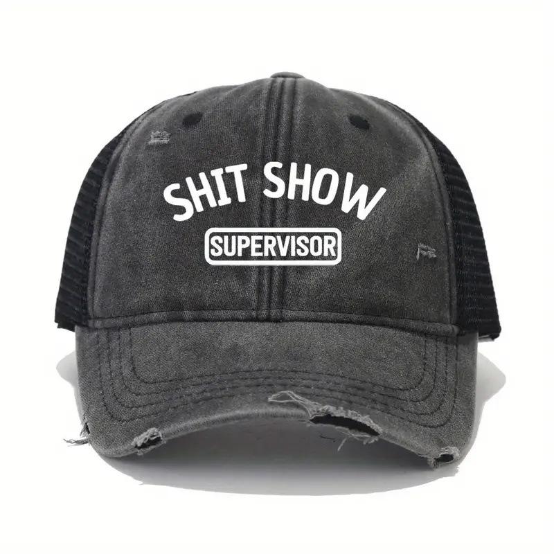 Letter Retro Washed Ripped Baseball Cap Breathable Mesh Cap Women'S Four-Season Sunshade Outdoor Versatile Cap Men