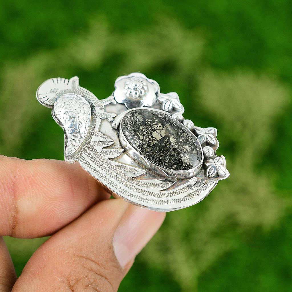 Gift For Women Stackable Bird Adjustable Ring 925 Silver Natural Marcasite