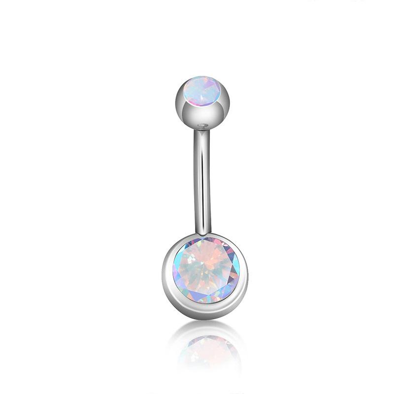 Anneaux de nombril en titane pour femmes Bijoux de piercing corporel sexy Anneau de piercing au nombril en opale CZ