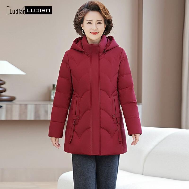 LUDIan Middle-Aged and Elderly Detachable Hood Down Jacket