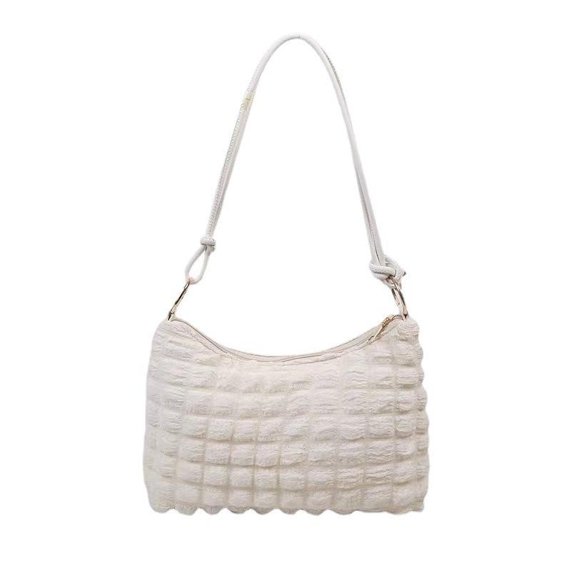 Small Fresh Bubble Bag Women's Soft Pleated Armpit Bag Girl Fashion Trendy Shoulder Bag Simple Handbag