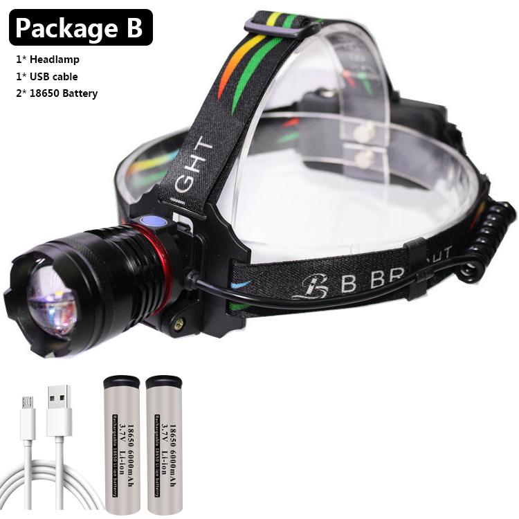 Xhp70 Leistungsstarke Scheinwerfer Kopf Lampe Taschenlampe Scheinwerfer 32w 4291lm Led-lampen 2*18650 Batterie Zoom in / Out lithium-Ionen Litwod