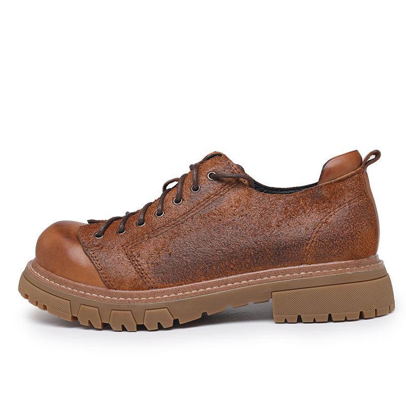 Första lagret kohud skor med stor tå utomhus vardagliga herrskor verktygsskor rund tå låg topp Martin trend brittiska slitstarka