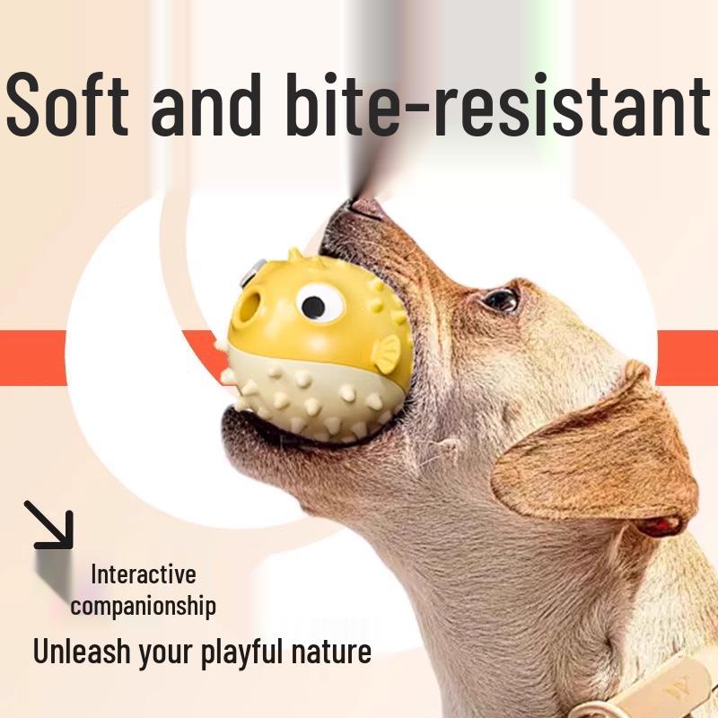 Kugelfisch Hundespielzeug: Interaktiver Beißring, mit Geräuschen, auslaufsicher, Puzzle zur Langeweilebekämpfung, Neukundenrabatt!