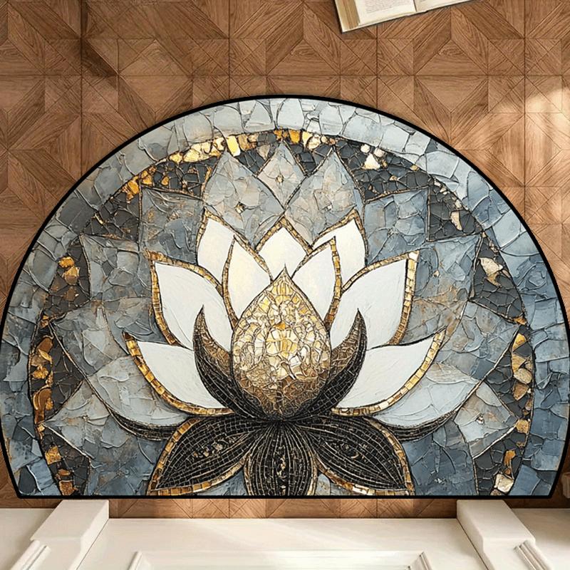 

Colorful Artistic Flower Semi-Circular Carpet Soft Non-Slip Decorative Mat 2D Print Aesthetic Rug for Bedroom Living Room Home Accent 40X60CM