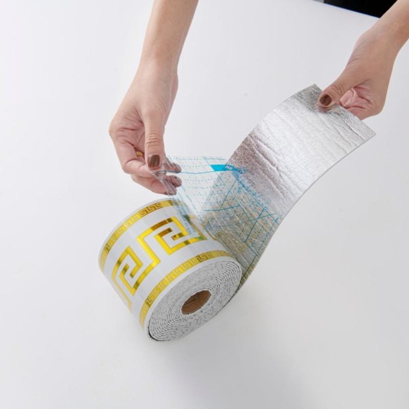 2 Rolls Self-Adhesive Waistline Printed Tape Foam Self-Adhesive Corner Trim for Ceiling Office Living Room Door Frame