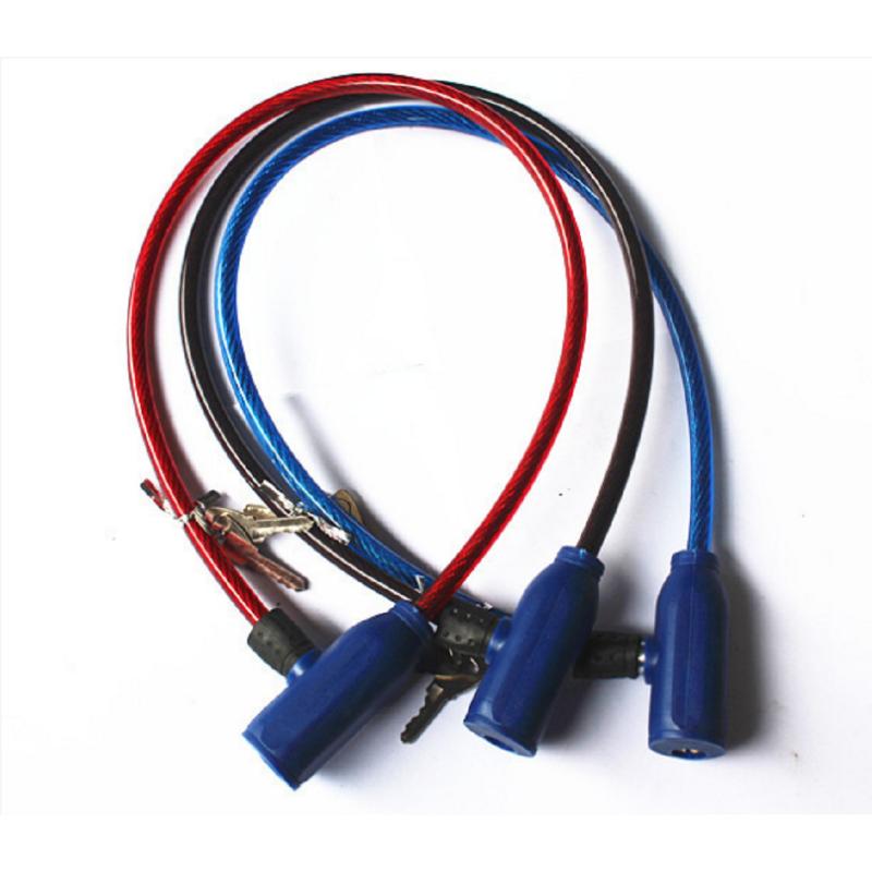 1pc 6/6.5/8/10mm Random Color Bicycle Wire Lock 60cm Steel Cable Lock Anti-theft Lock Mountain Bike Bicycle Accessories