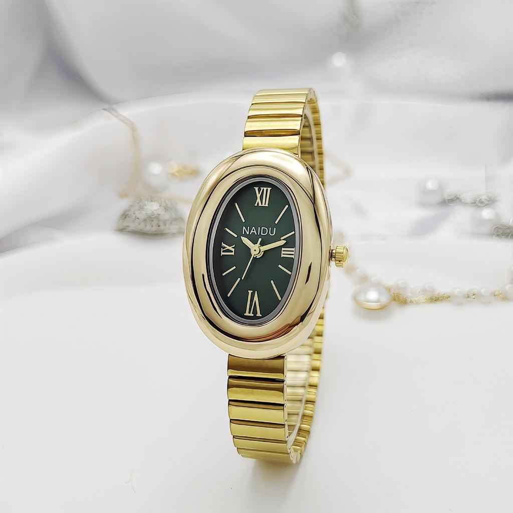 New Women's Oval Gold Quartz Watch - Stylish and Popular in Southeast Asia