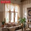 1 PC Nuan Series Lace Tassel Swag Valance,Boho Farmhouse Sheer Curtain Head for Kitchen Bedroom Living Room Window Decoration