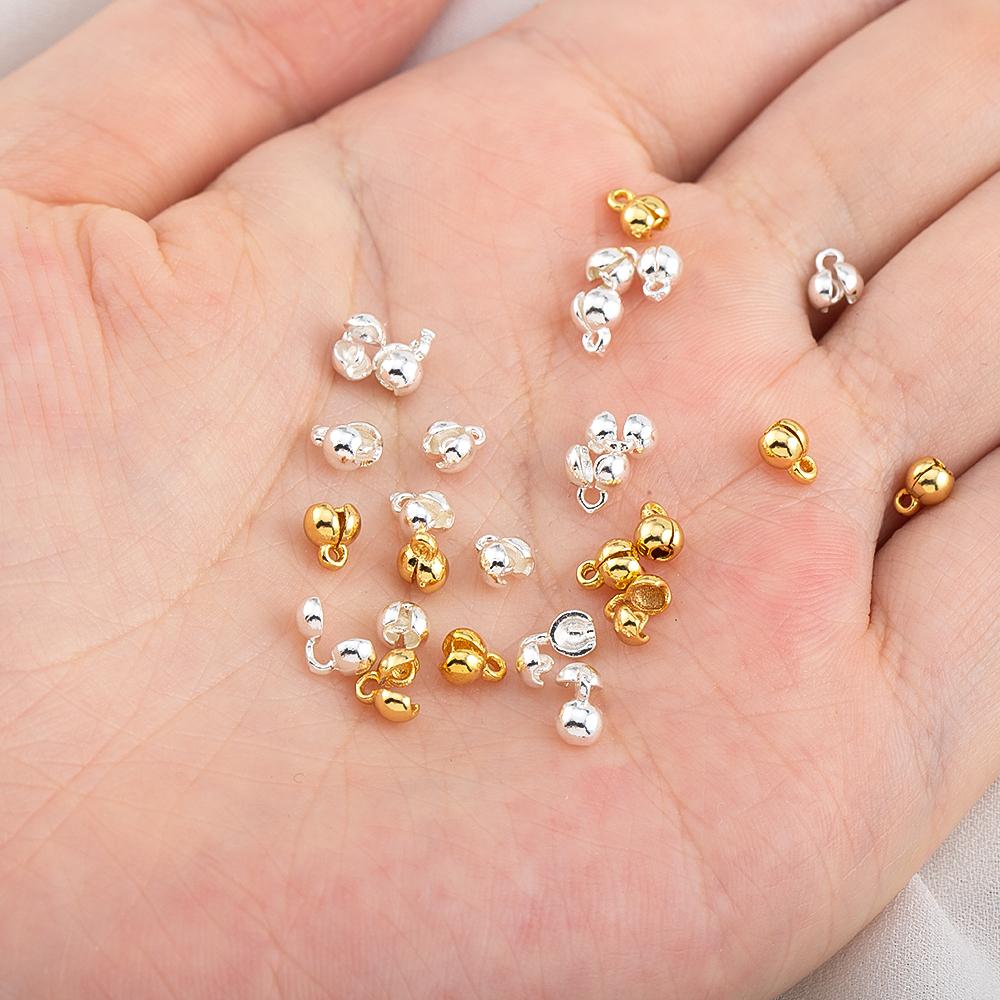 10Pcs 18K Gold Plated Brass Crimp Beads End Caps for Jewelry Making Caps for Bracelet Jewelry Making Supplies DIY Accessories