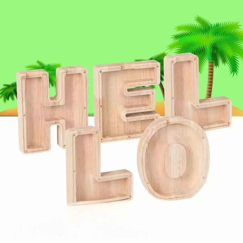 Wooden Letters Piggy Bank DIY Creativity Coin Banknotes Children's Money Box Funny Money Organizer Storage Box Home Decors