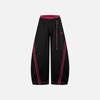 Unisex Streetwear Wide-Leg Cropped Sweatpants With Stripe Patchwork Heart Embroidery Loose Fit Casual Pants Dance Daily