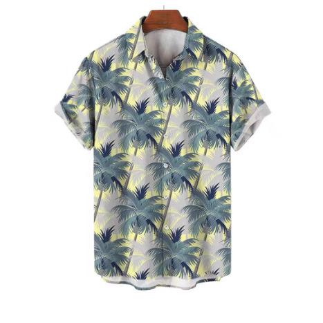 Hawaiian Palm Tree 3D Printed Shirt Cool Summer Street Short Sleeve Shirt Top Lapel Button Ultra