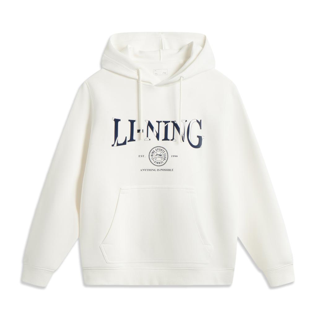 Li Ning Sports Lifestyle Series Letter Hooded Soft Comfortable Breathable Versatile Sweatshirt Men Sweatshirt Off-White AWDV563-1