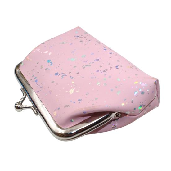 Women's Small Coin Purse, Vintage Kiss Lock Faux Leather Change Purse, Cute Lipstick Jewelry Storage Case, Sparkling Sequins Mini Shiny Wallet