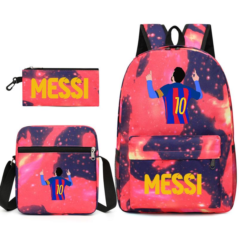 Large Capacity Schoolbag with Shoulder Strap; Student Three-piece Pencil Case Set