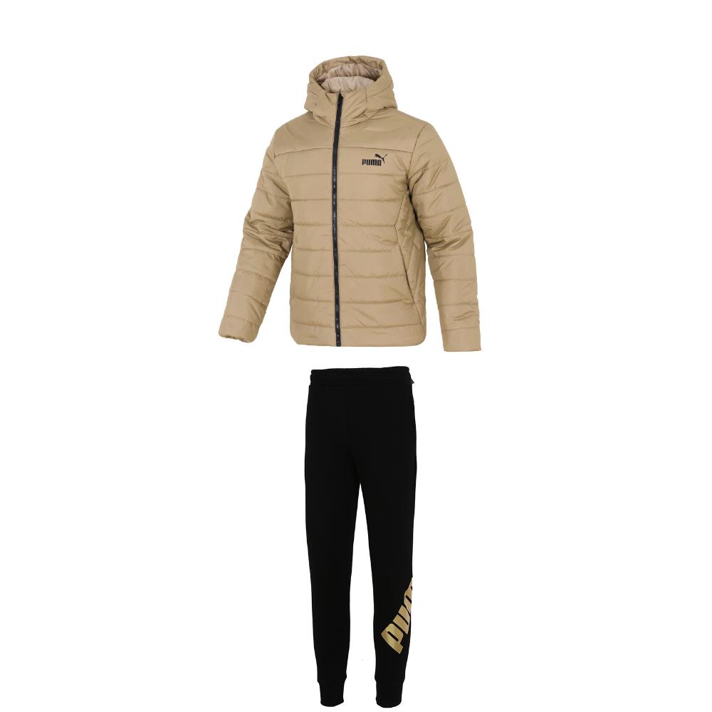 

Puma Warm Hooded Zipper Long Sleeve Cotton Jacket Windproof Fleece Cuffed Pants Casual Sports Suit Men suit 672418-67+855577-57 S