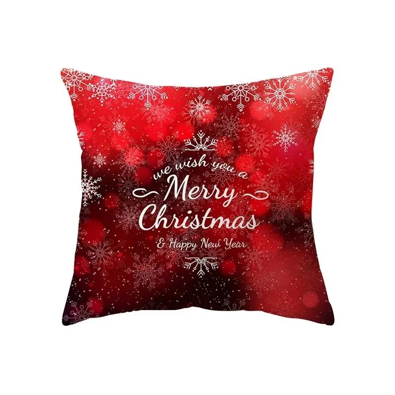 Christmas Theme Decorative Printed Pattern Cushion Cover Home Decor Living Room Sofa Pillow Bedroom Bedside Pillow