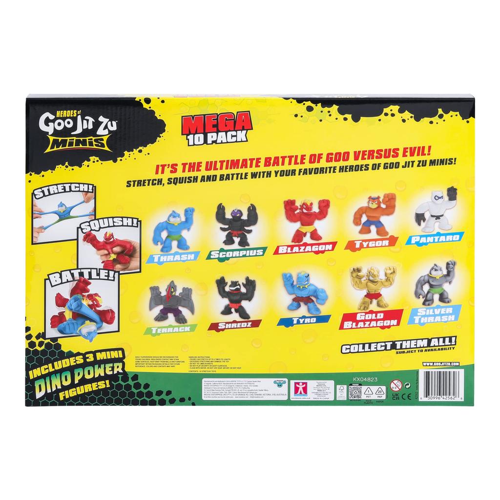 Goo Jit Zoo Minis, Mini Mega 10-Pack Stretch, Squish, and Battle with 10 Minis!