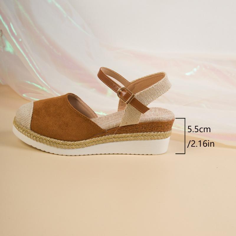 Sandali con zeppa a punta chiusa da donna Sandali estivi da donna con cinturino e fibbia Scarpe gladiatore Espadrillas alla moda Sandali con plateau Donna