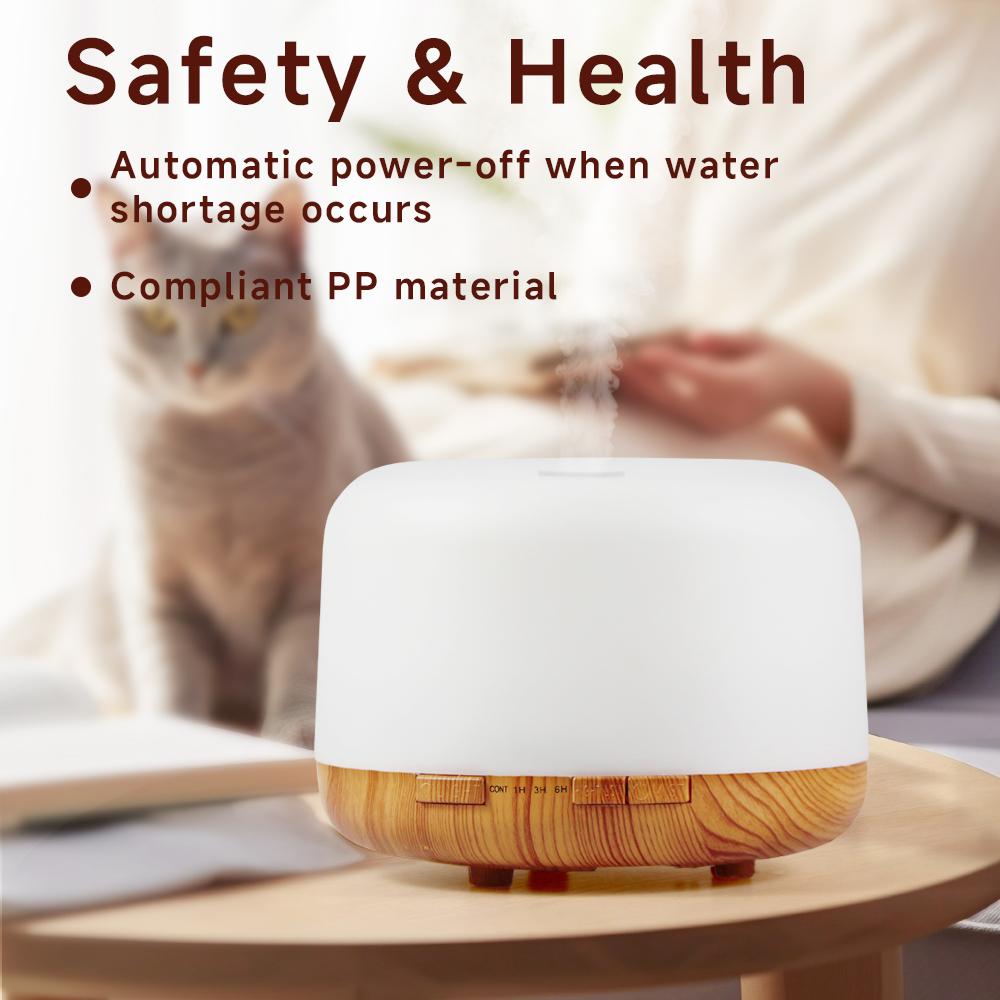500ml Essential Oil Diffuser Quiet Aromatherapy Mist Diffusers Ultrasonic Remote Control Air Humidifier with Timing Function