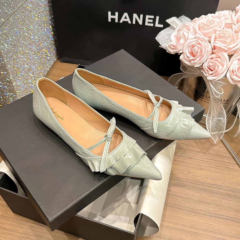 Fashion Flat Shoes for Women luxury 2025 New Spring Autumn Pointed Shallow Mouth Leather Comfortable Woman Shoes Ladies Work Shoes