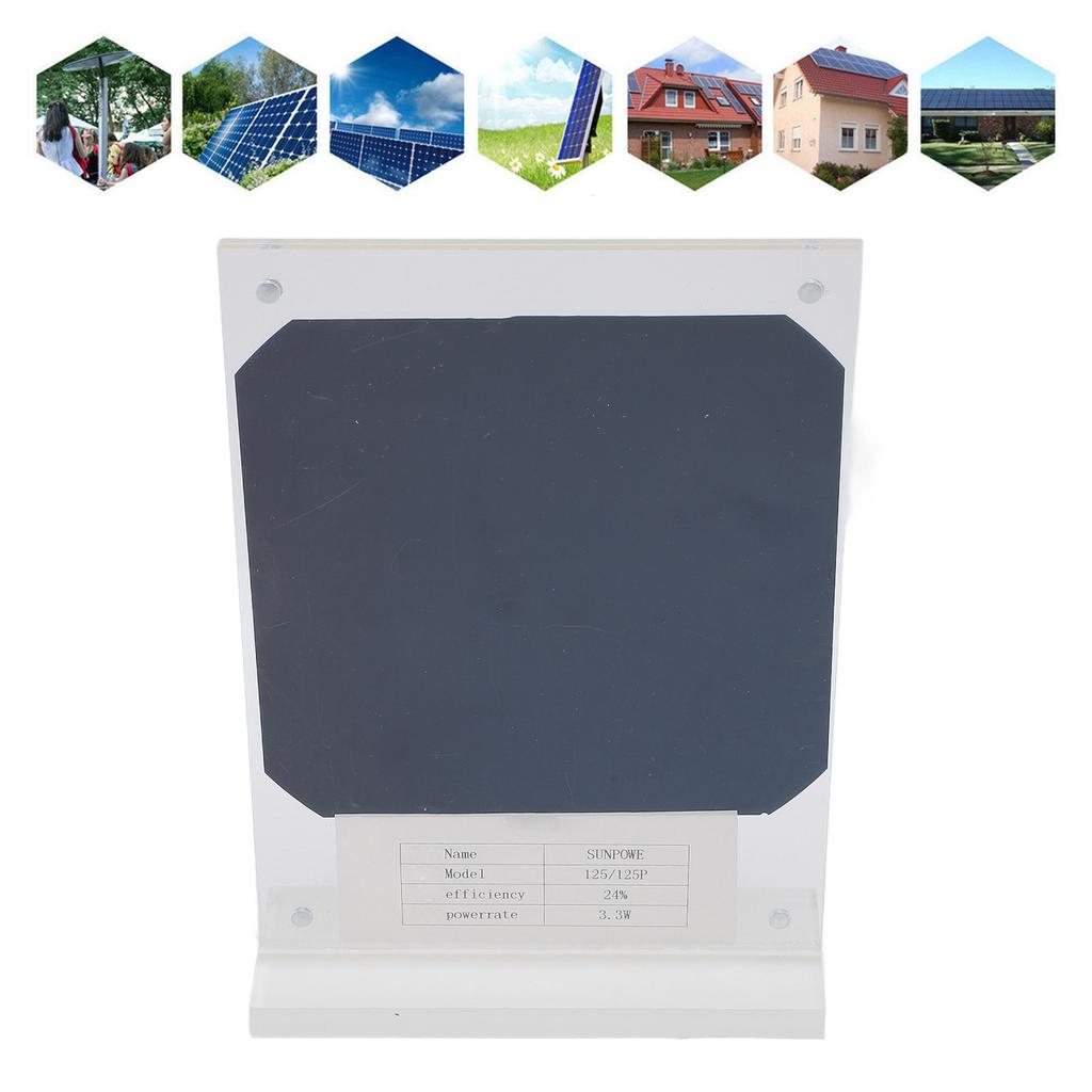 Solar Panel, 3.3W Monocrystalline Silicon Acrylic Portable Solar Panel with 24 High Conversion Efficiency, for Home School Tching