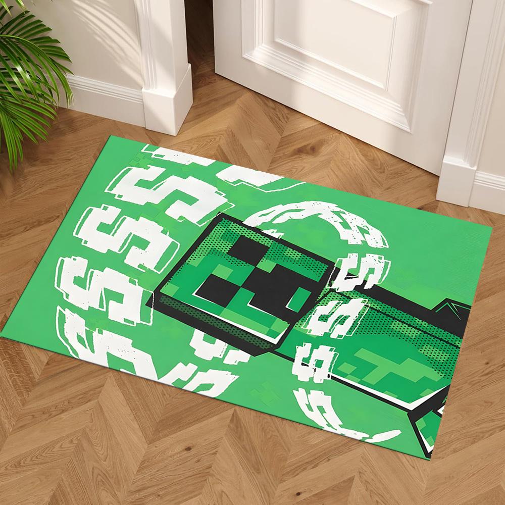 Minecraft Creeper Pixel Art Carpet Design for Decorate room Study room Playrooms Balcony Anti-slip Rug Decorate Offices Best for Christmas