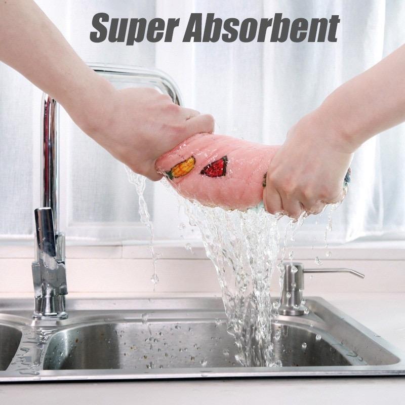 10pcs/20pcs Double Sided Printed Cleaning Cloth Reusable Absorbent Kitchen Dish Towel Multi Purpose Wiping Rag for Tableware Car