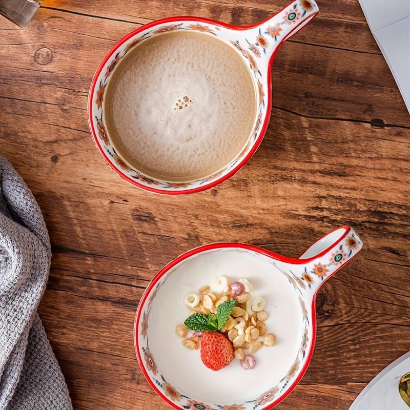 [Ceramic | Bohemian Floral] Microwave Safe Ceramic Coffee Cup |Oval-Shaped | Perfect for Afternoon Tea, Desserts,Single Cup (No Spoon Included)