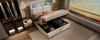 Upholstered Bed 140x200, Double Bed with LED Headboard and USB C Charging, Hydraulic Wooden Slatted Base, 300 kg, Beige, Cotton (Without Mattress)