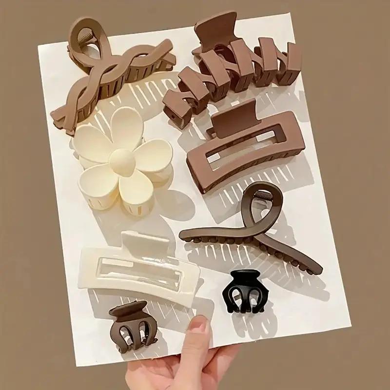 

Набор из 8 головных уборов, модные заколки-крабы для женщин, простые акриловые большие заколки-крабы для девочек, заколки-заколки, аксессуары для волос