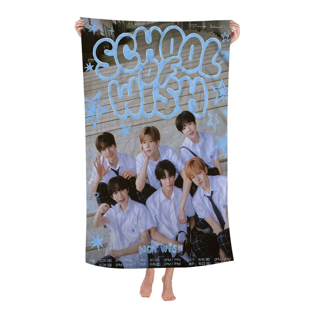 Kpop Band N-NCT W-Wish Singer Beach Towel Colorful Bath Towels For Girl Microfiber Quick Dry Sand Free Beach Yoga Spa