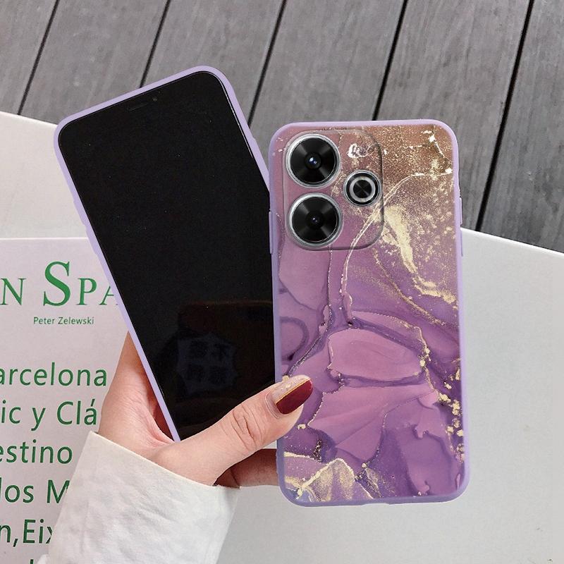Marmorert mykt silikondeksel til Samsung A55 M35 S24 Redmi Note 13 Pro 13C 14 Xiaomi Poco C65 iPhone 15 Huawei Honor 200 Realme 9 kamera støtsikkert deksel