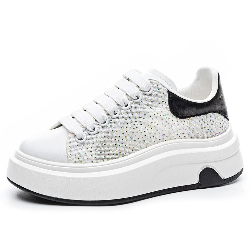 Thick-soled heightening love women's summer new rhinestone fashion breathable mesh casual shoes