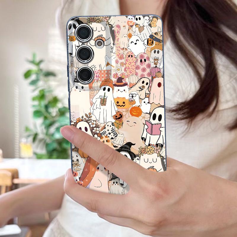 Pompoen Lantaarn Geest Halloween Hoesje Voor Samsung S26 FE S25 Ultra S24 S23 S22 S21 FE A16 A17 A18 A26 A36 A37 A54 A55 A56 A57 5G Zachte Siliconen Cover