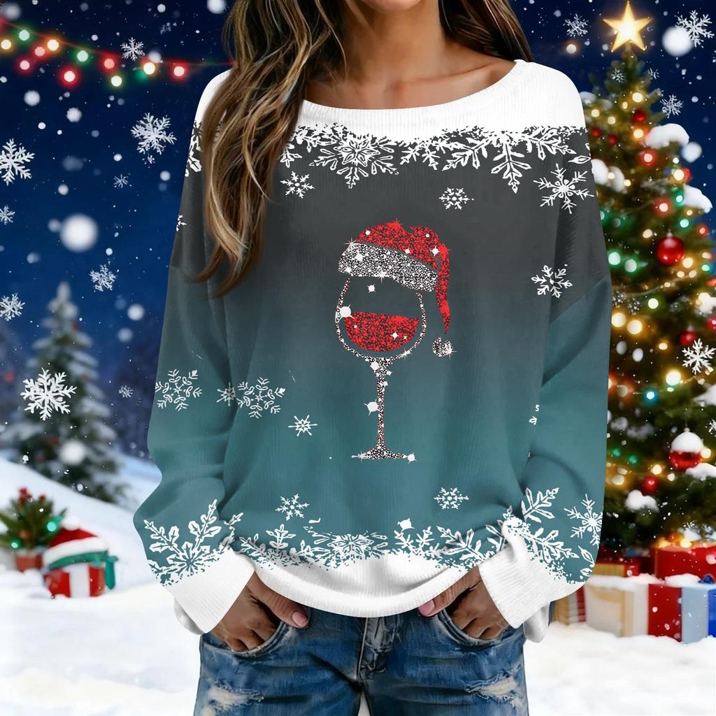 Christmas Sweatshirts For Women Knit Sweater Cute Shirt Fall Crewneck Pullover Tops